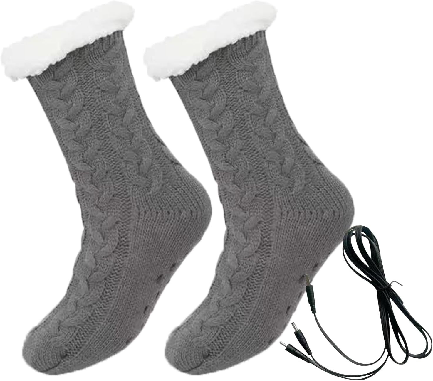 Electric Heated Fleece Socks for Women Teens, Winter Cozy Fleece Lining Foot USB