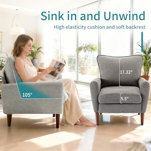 Comfy Accent Chair for Living Room Bedroom and Waiting Room, 1 Deep Gray