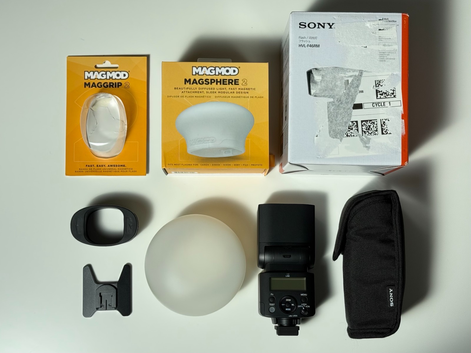 Sony GN46 HVL-F46RMA Wireless Radio Flash w/ MagMod MagSphere 2 & MagGrip 2