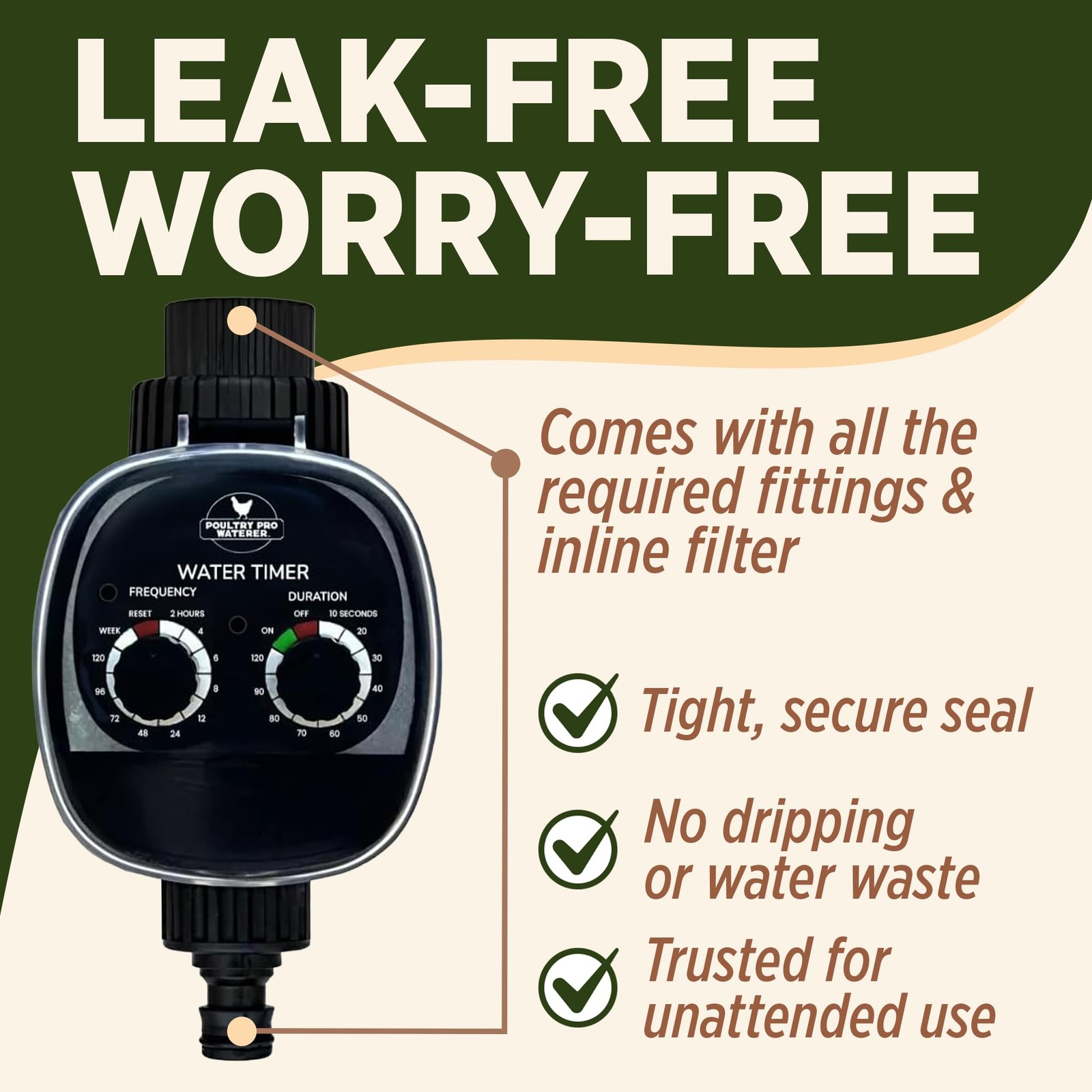 Poultry Pro Water Timer, Customized Electronic Water Timer for Garden Hose wi...