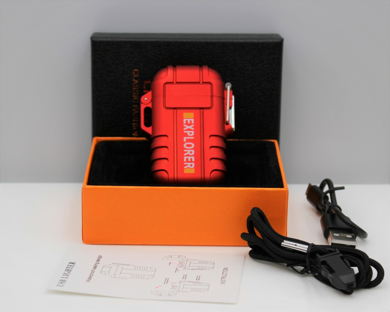 RED Plasma Electric USB Rechargeable Flameless Lighter Waterproof Windproof