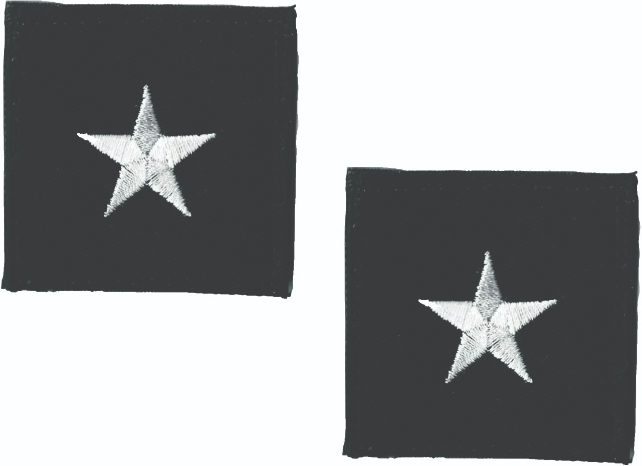 Brigadier General O7 Rank Patch Set of 2 Black White Hook Back 2"