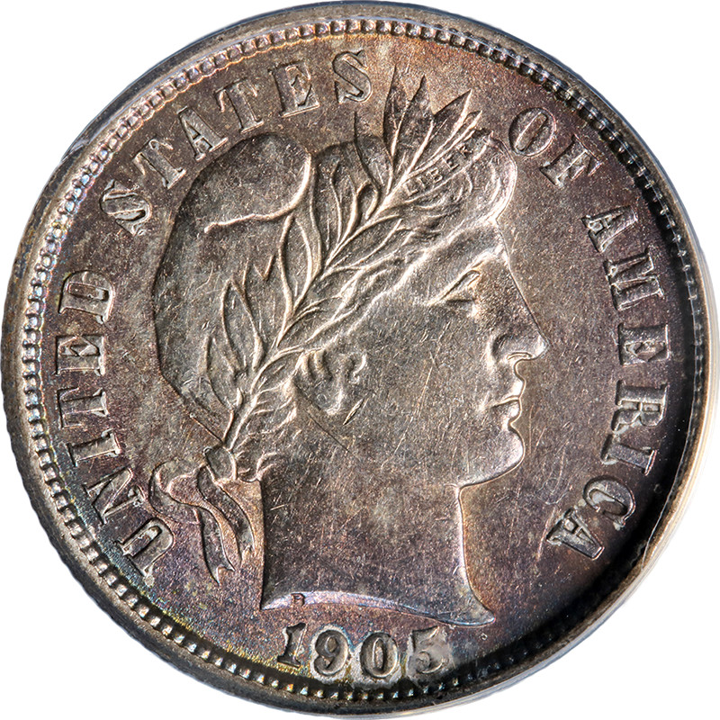 1905-P Barber Dime ANACS AU58 Nice Eye Appeal Nice Strike