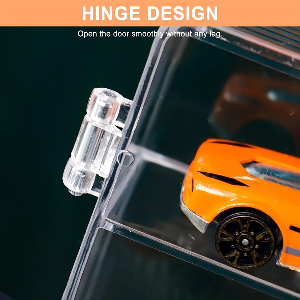 Model Car Diecast Display Case 1:64 Scale 8 Car Compartment with Locking Latch