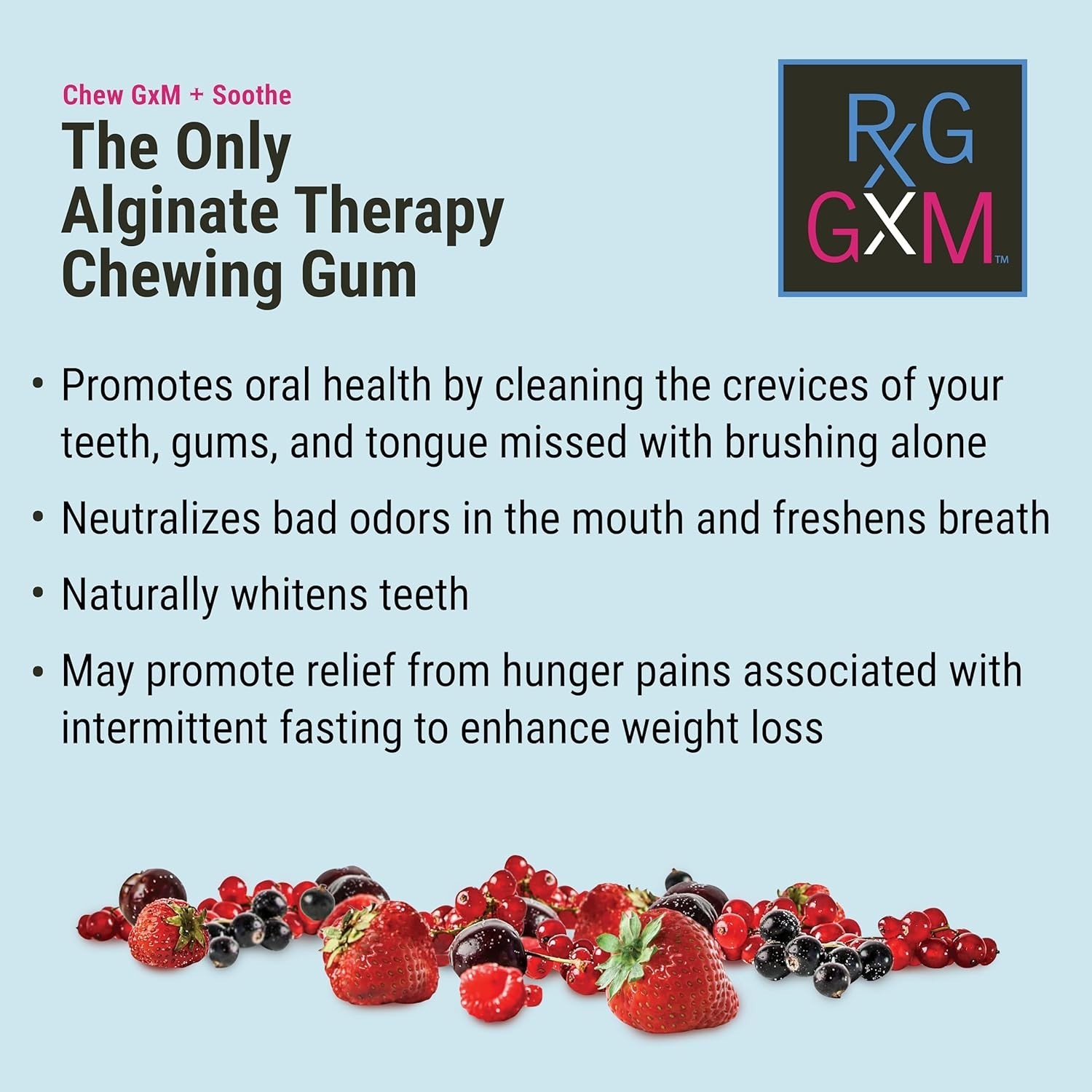Berry Soothe Gum Alginate Therapy Sodium Bicarbonate Gum for Acid Reflux, Ora...