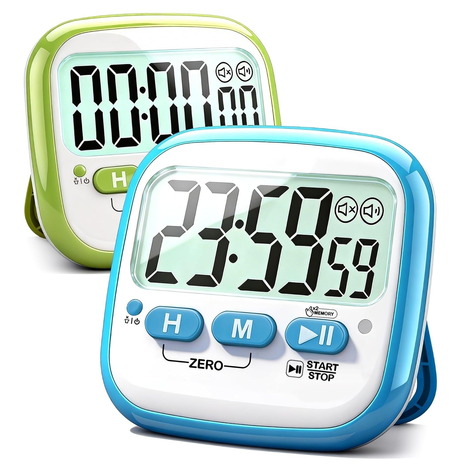 Antonki 2 Pack Digital Kitchen Timer - Magnetic Countdown Timer for Kids