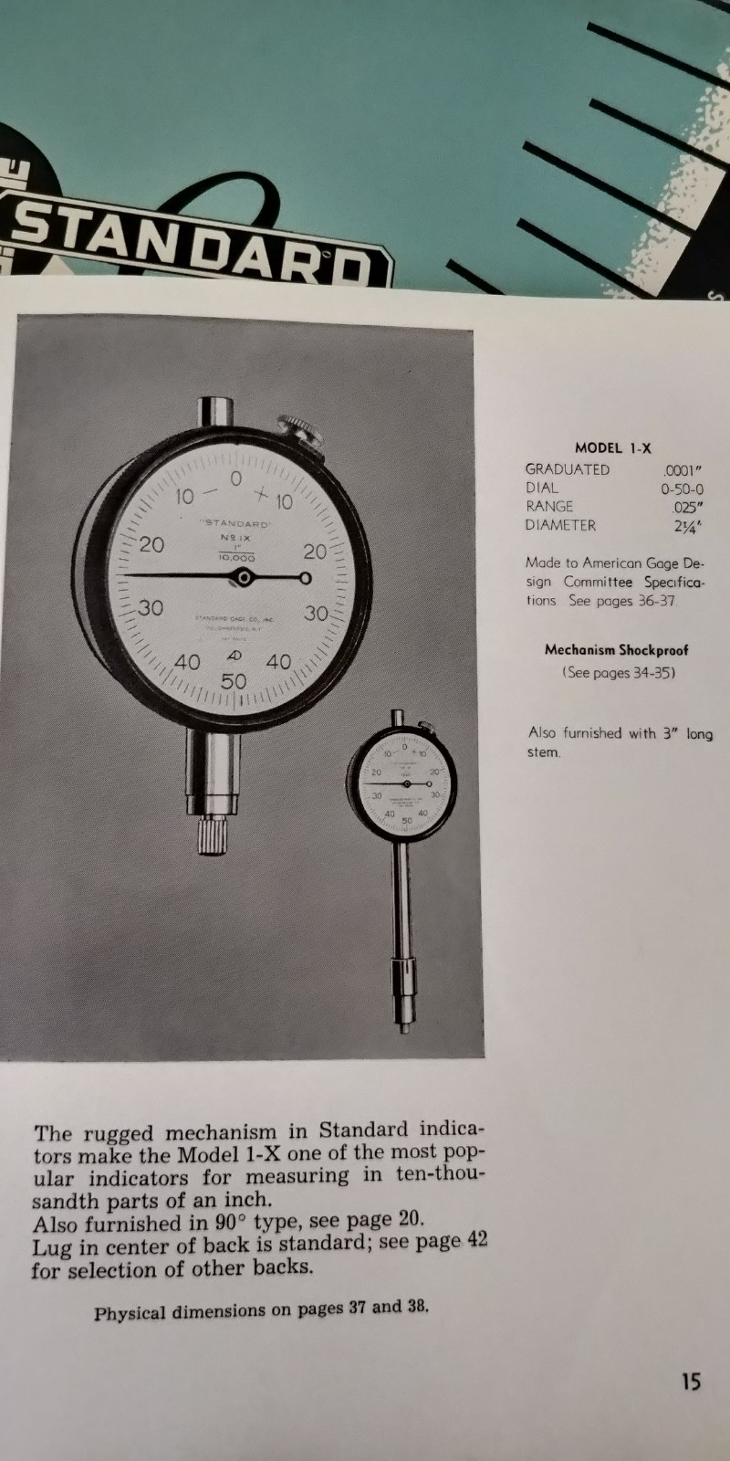RARE Standard Gage Co Model 125 universal surface gage complete in box