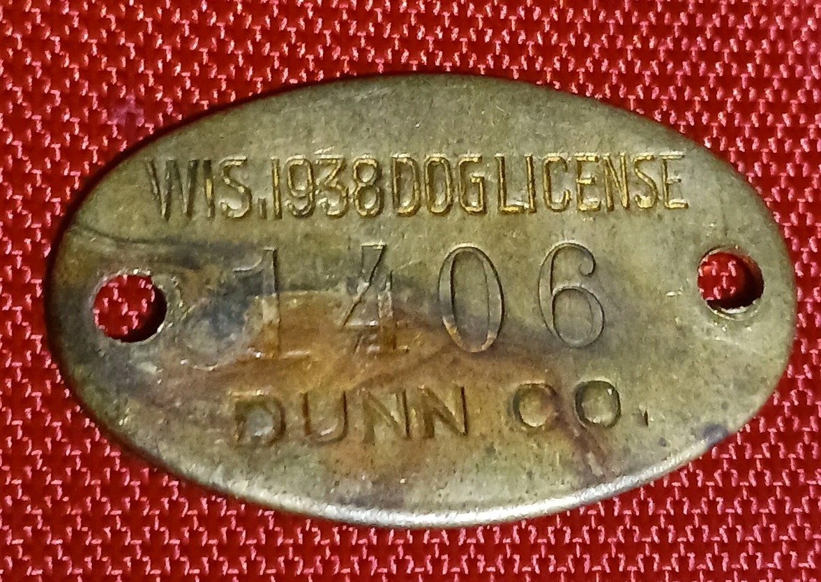 1938 Dunn County Wisconsin Dog License Tag