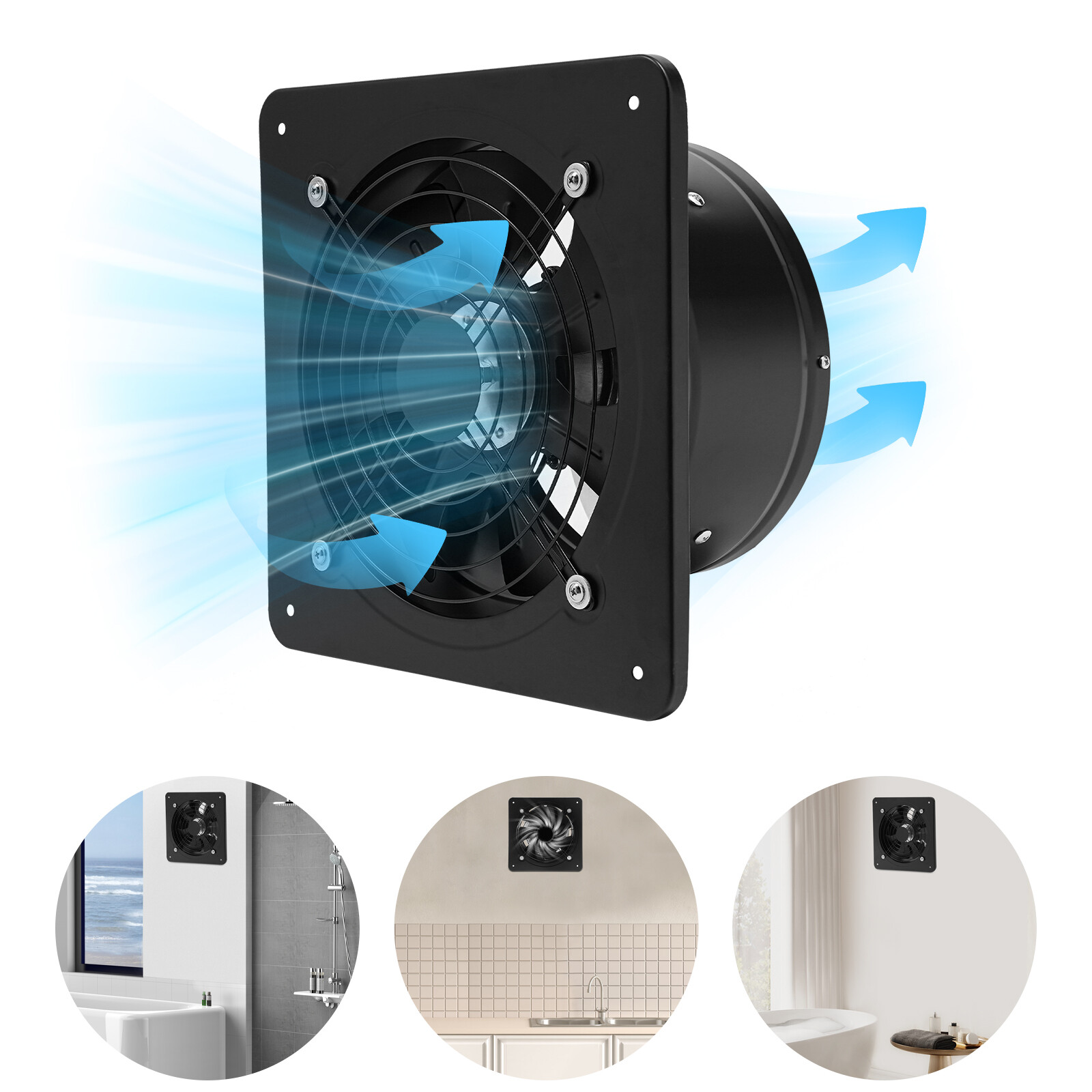 10-Inch Wall-Mounted Exhaust Fan for Kitchen Ventilation and Fresh Air