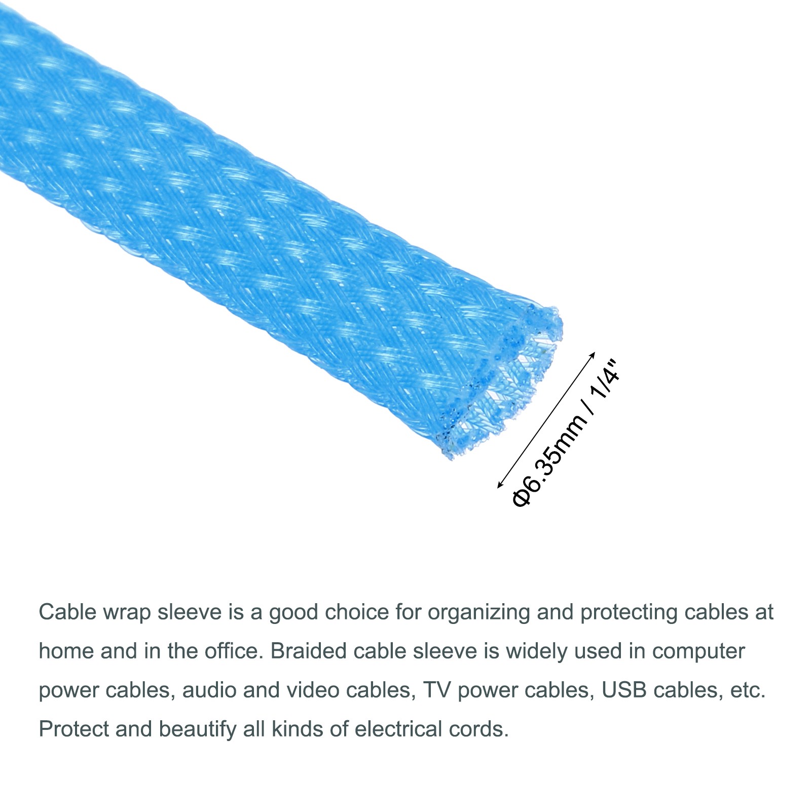 Expandable Sleeving 1/4-inch 100ft Cable Sleeve Sky Blue