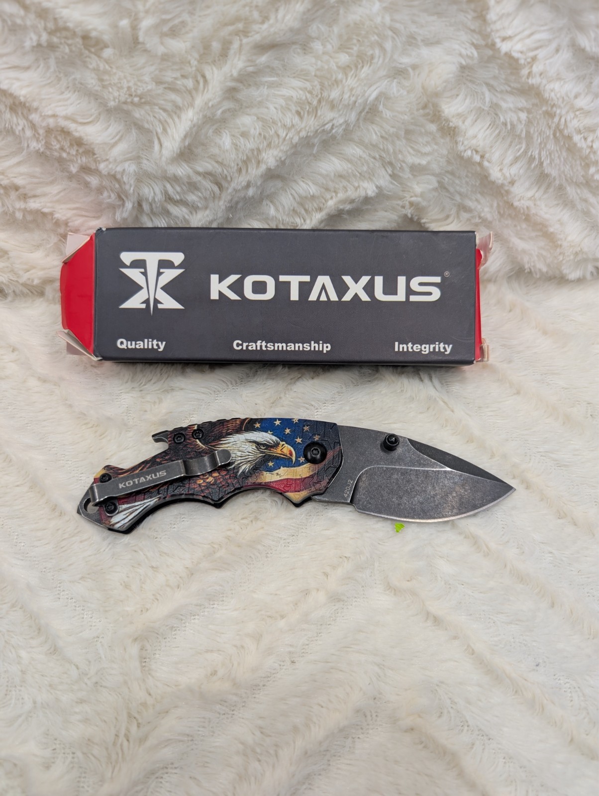 American Eagle Flag Pocket Knife Blue Metal Freedom  Sharp Edge