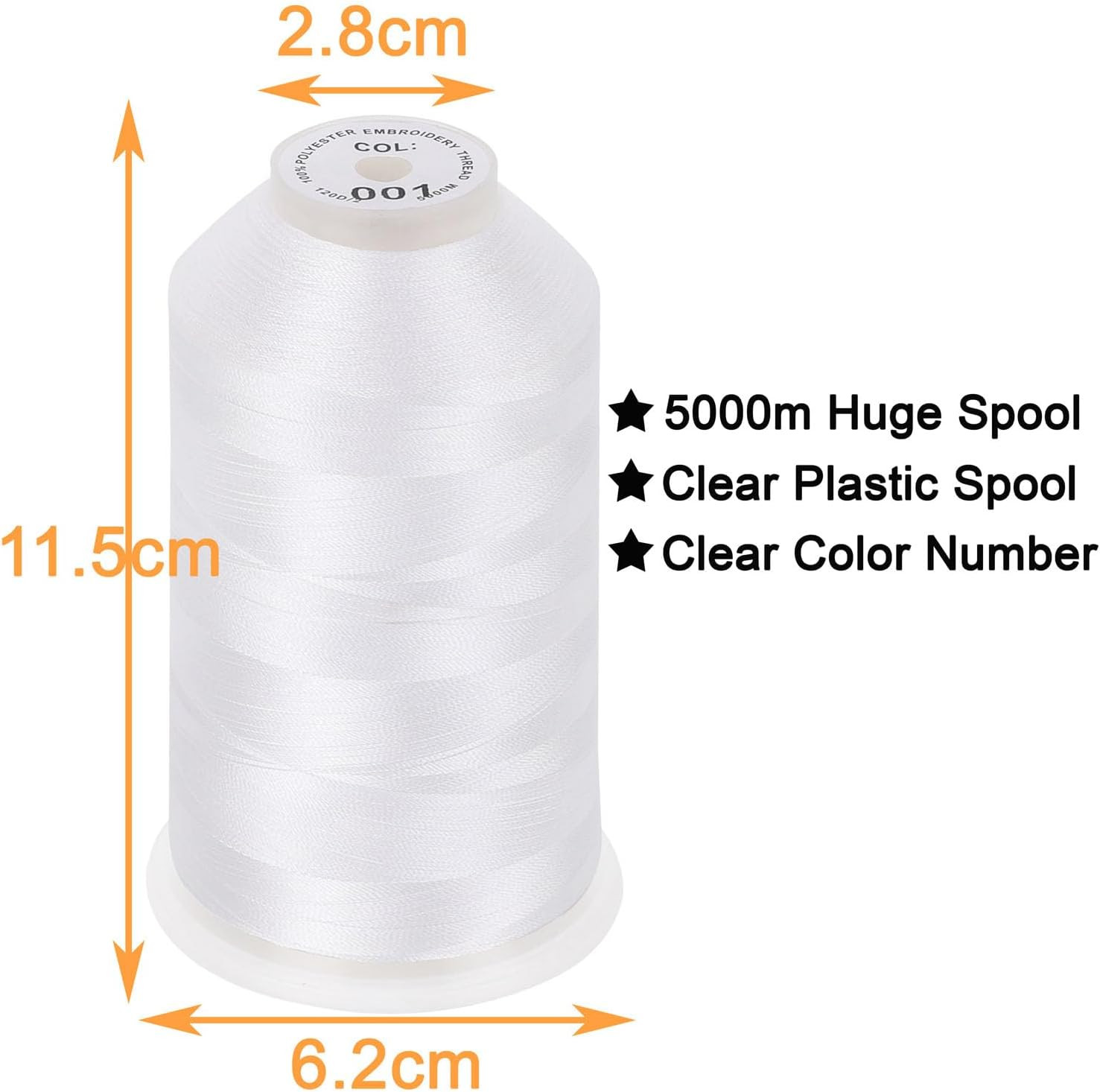 - 2 Huge Spools 5000M Each Polyester Embroidery Machine Thread 40WT for Commerci