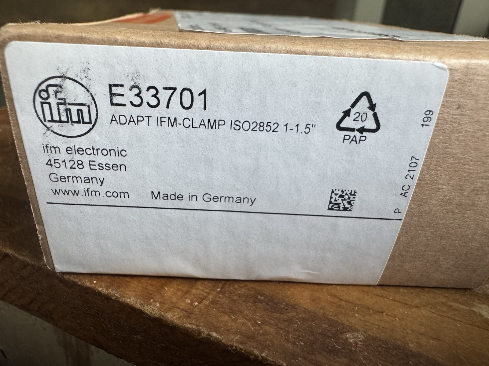 IFM Electronic E33701 Process Adapter Tri-clamp ISO2852 1-1.5