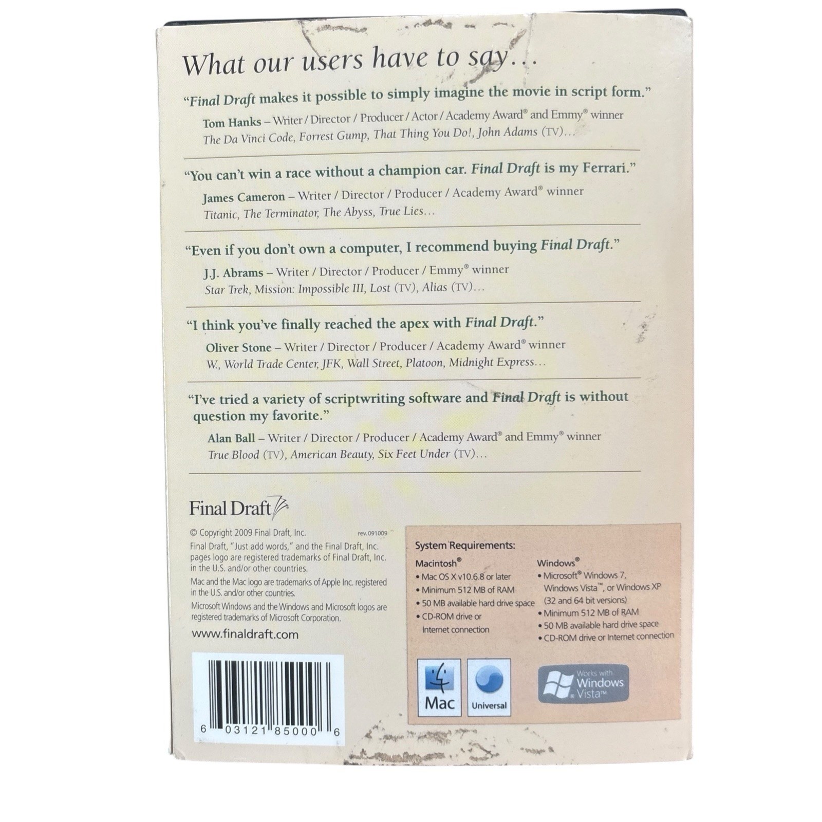Final Draft Professional Scriptwriting Software Version 8 MAC Windows PC CD 2009
