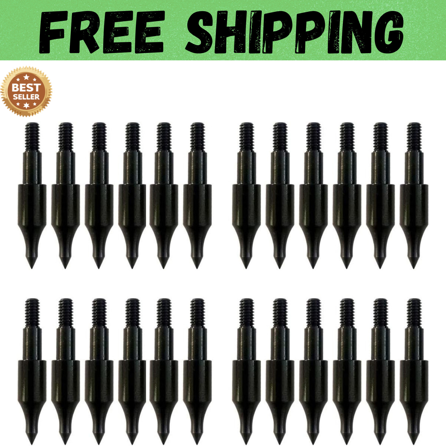 24 Pcs Steel 100 Grain Archery Arrow Field Points Field Tips - Practice Target &
