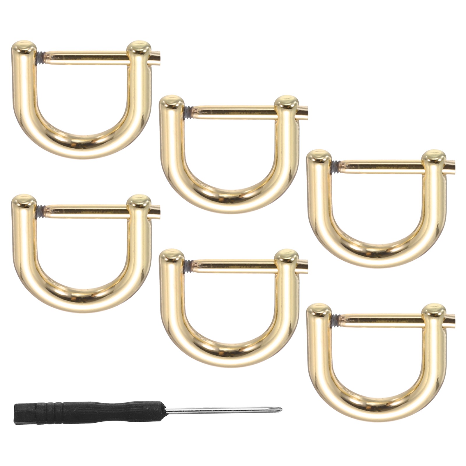 6 Pcs 1/2" D-Rings Screw in Shackle Horseshoe U Shape D Ring Light Gold