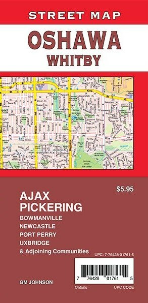 Street Map of Oshawa, Whitby, Ajax, Pickering, Ontario, Canada, by GMJ Maps