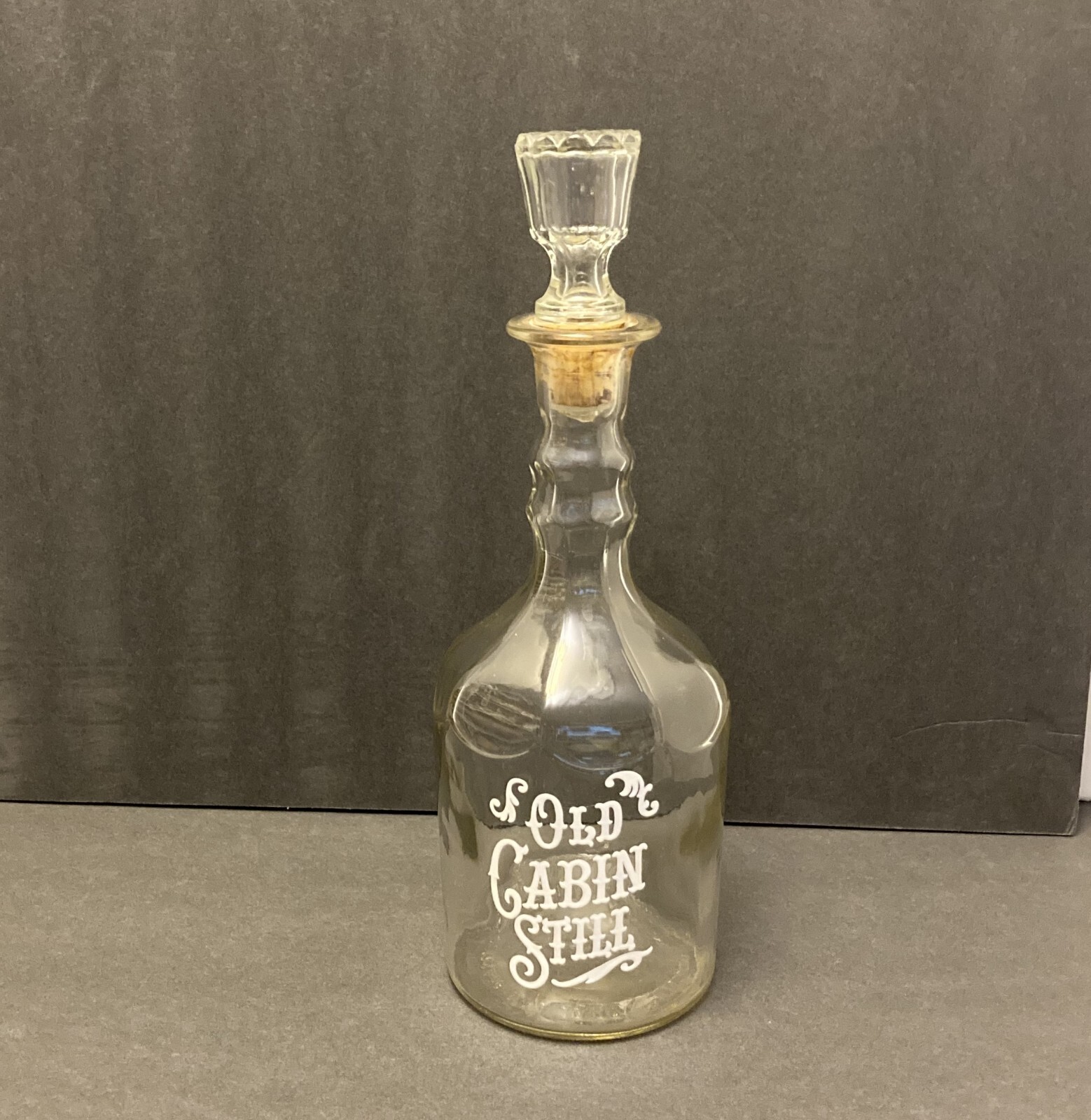 Vintage 1970s Old Cabin Still Bourbon Whiskey Enameled Decanter Bottle Empty