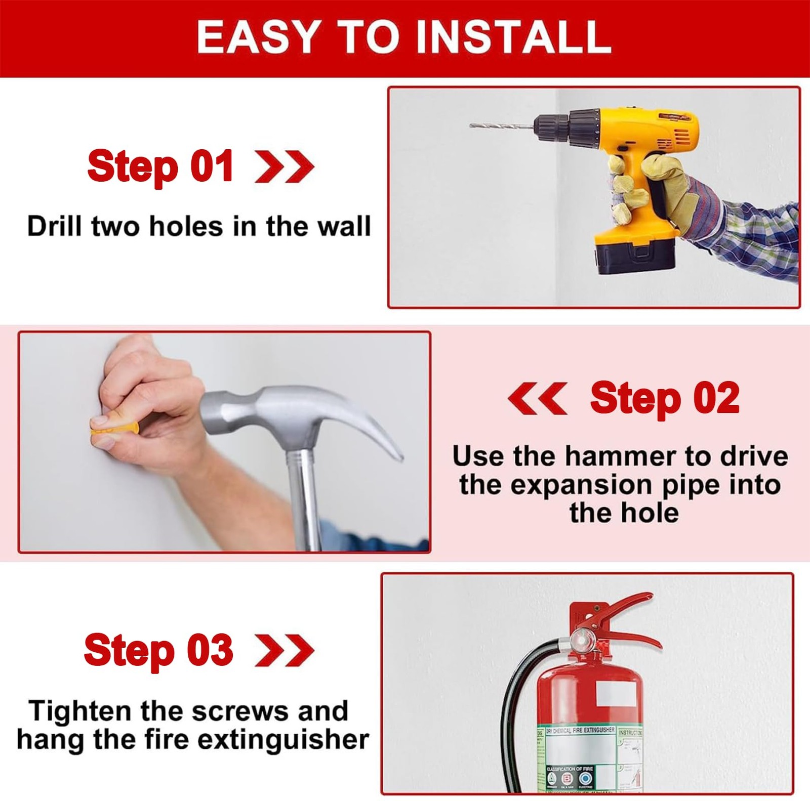 4 PCS Universal Fire Extinguisher Bracket Mounts & Brackets U Hook Holder