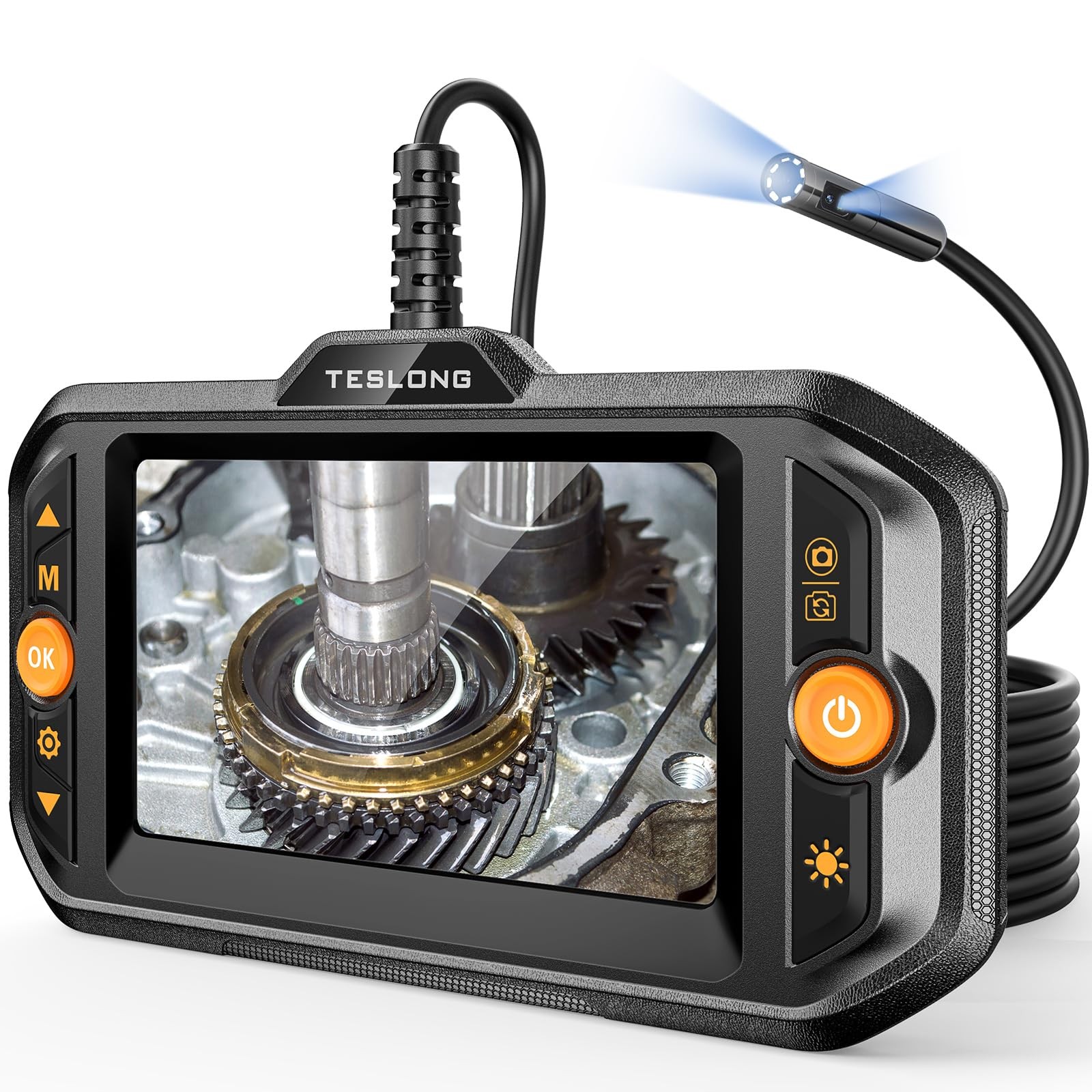 Dual Lens Endoscope with Light, Mechanic Borescope Inspection Camera, Fiber O...