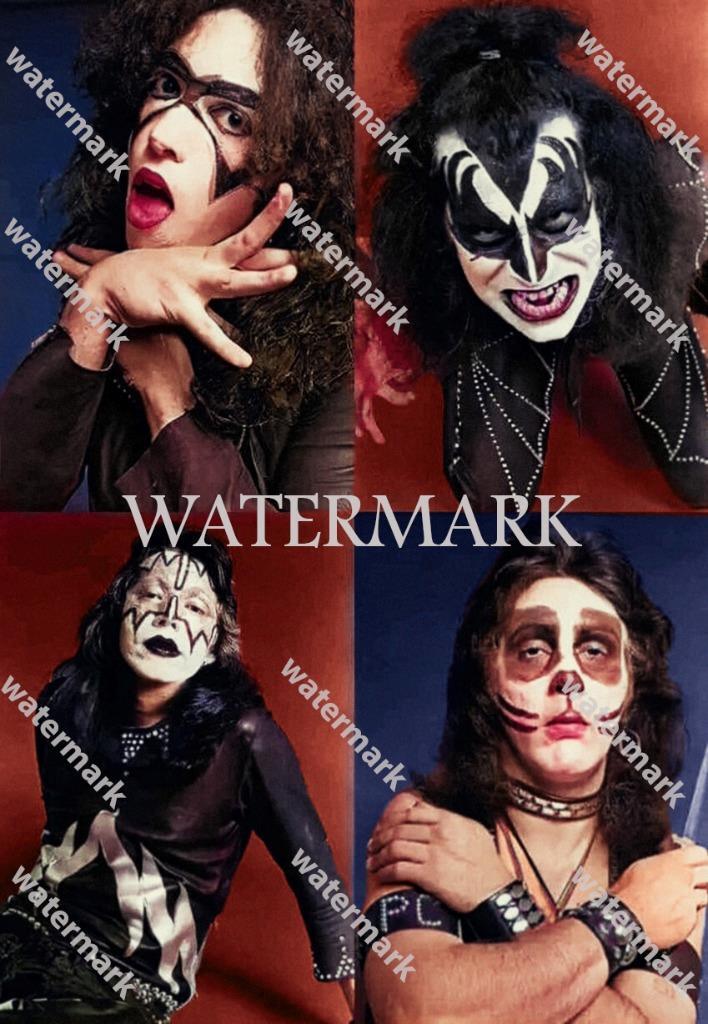 GR569 Early KISS Simmons Stanley Frehley Criss 8x10 16x20 Colorized Photo