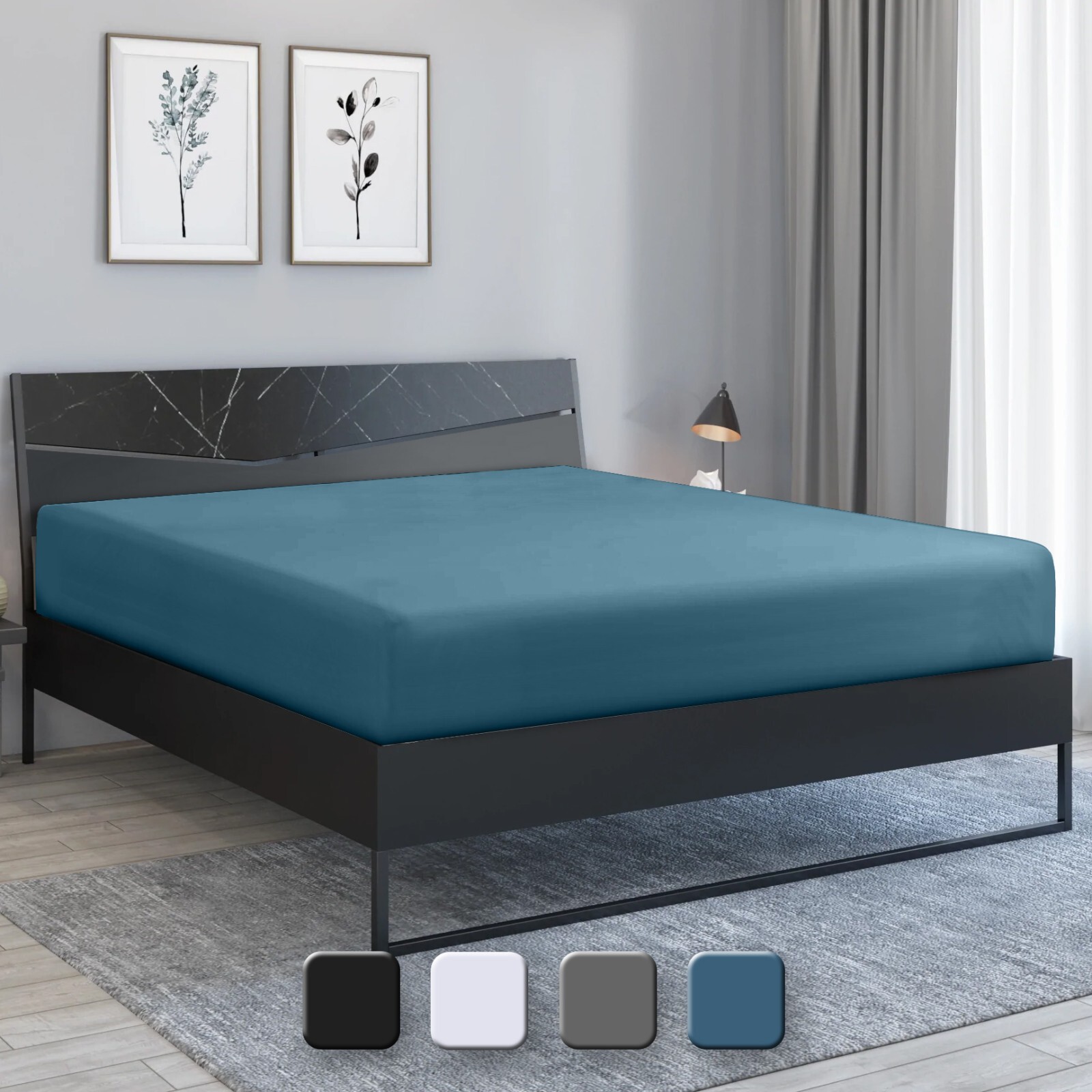 Fitted Sheet Deep Pocket Easy Care Breathable Microfiber Elastic Bedding Sheets