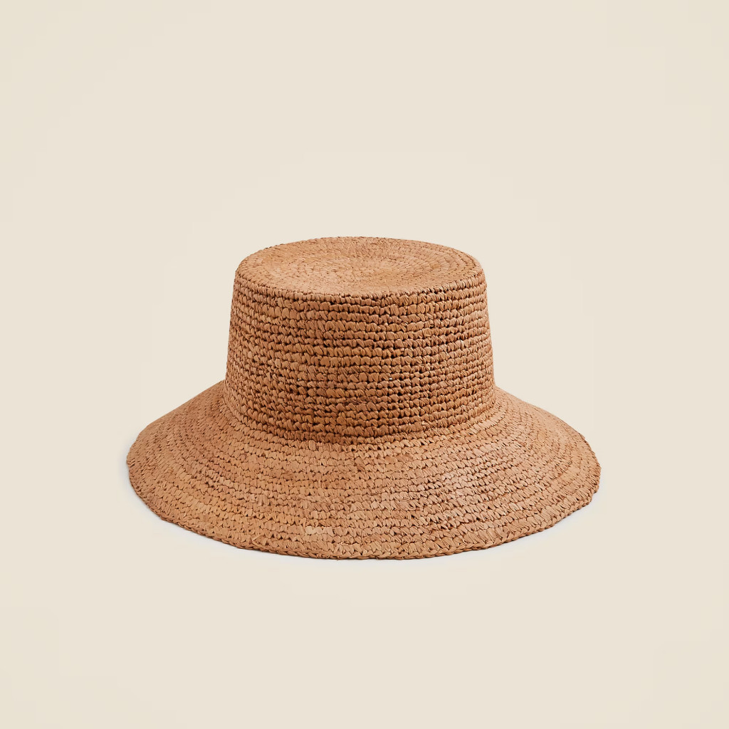 NWT jcrew Wide-brim raffia bucket hat