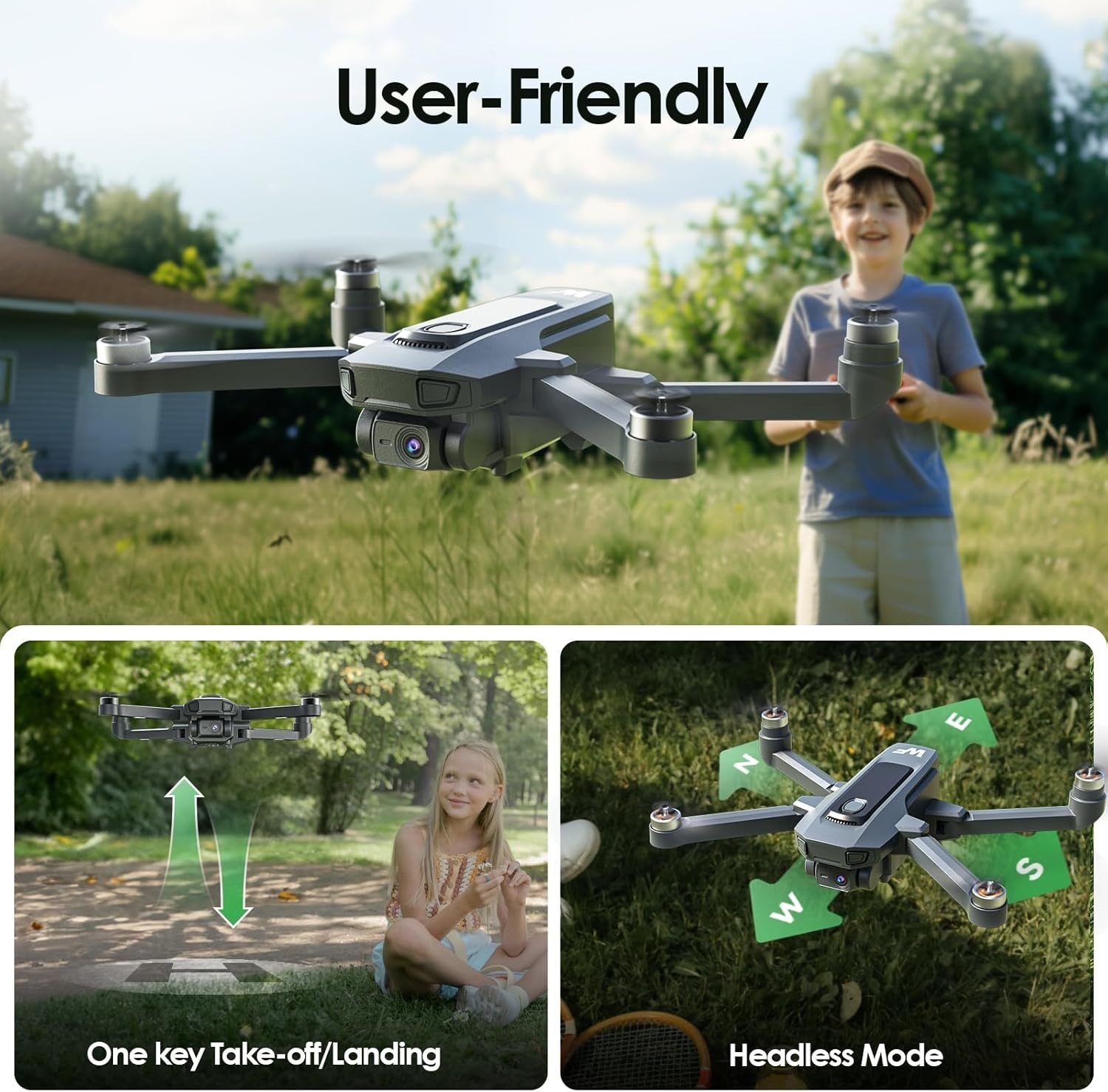 WF20 Foldable Drone 1080P FPV Camera 2 Batteries Headless Mode Beginner