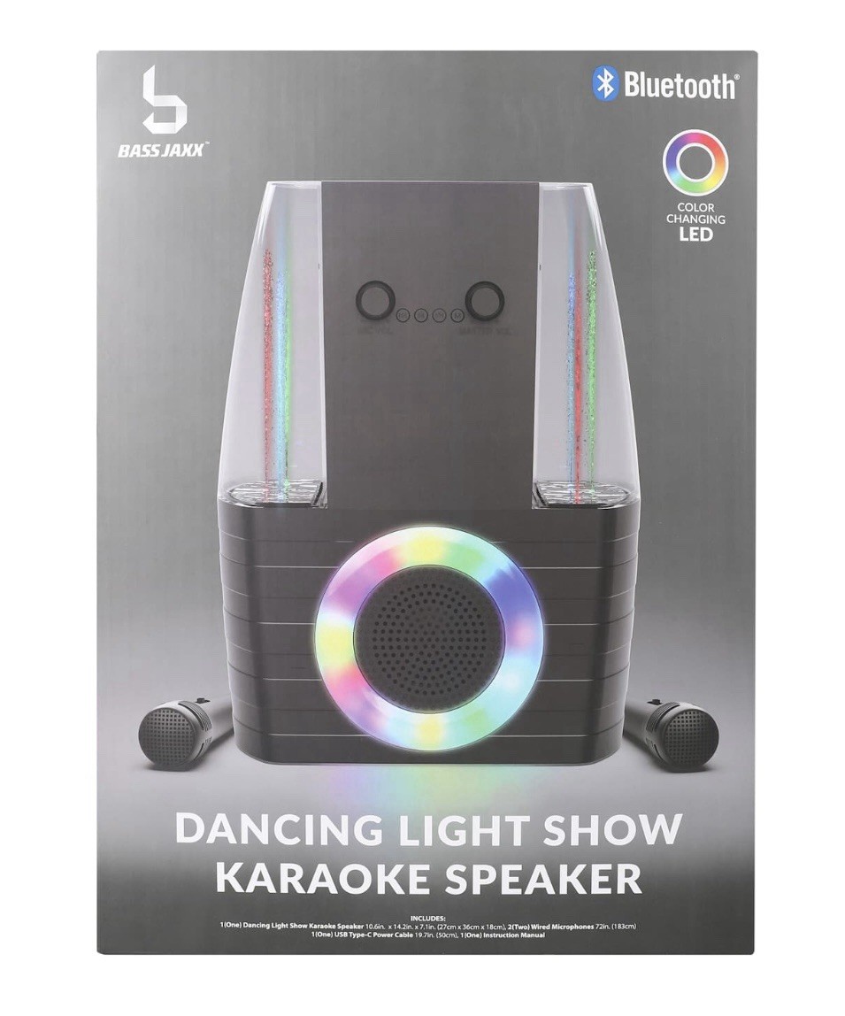 Dancing Light Show Bluetooth Karaoke Speaker, BlackPortable Entertainment System