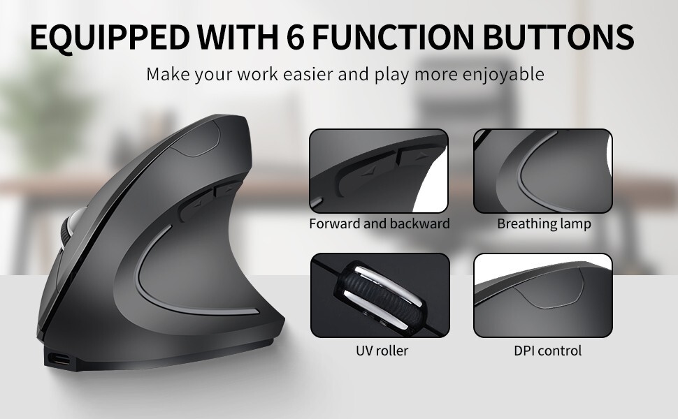 Ergonomic Vertical Wireless Rechargeable Mouse - Comfortable, Efficient, and Pre