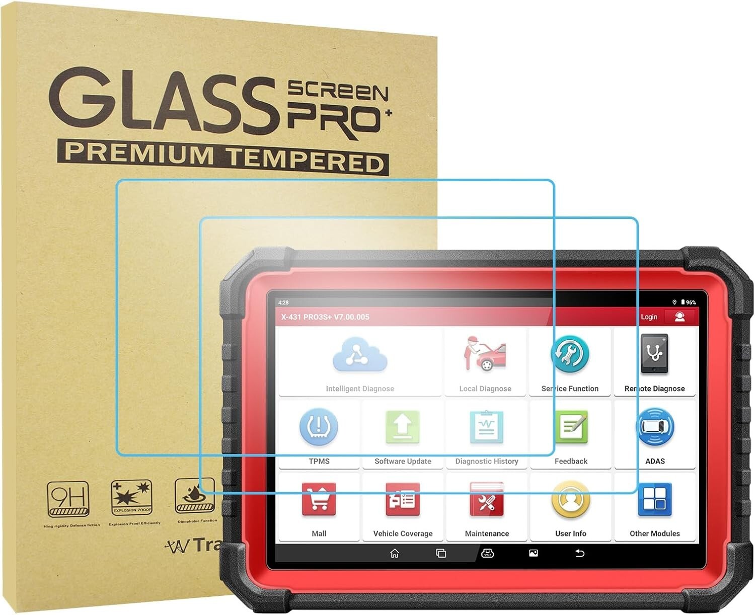 (New Version) 2PCS Tempered Glass Screen Protector for LAUNCH X431 PRO3S+