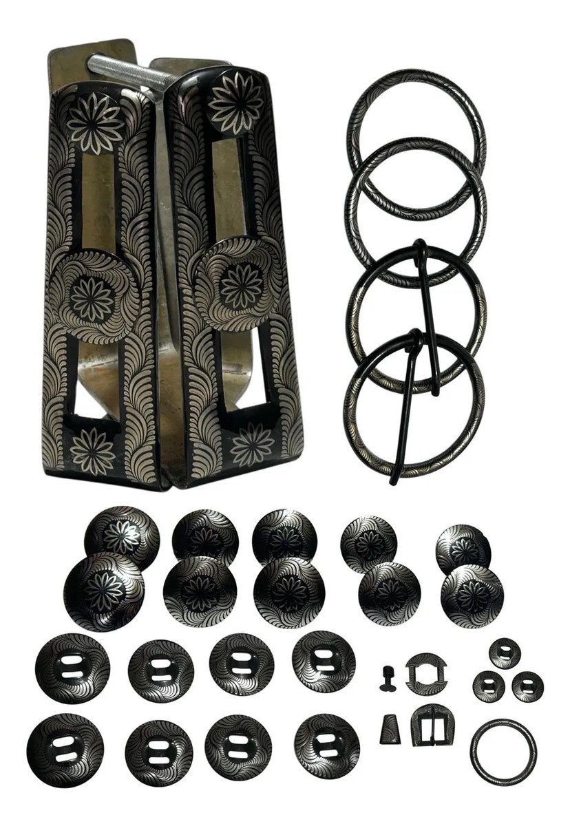 Charro Saddle Hardware Herrajes Montura Pavonado Stainless Steel 32 Pcs Z1 Black