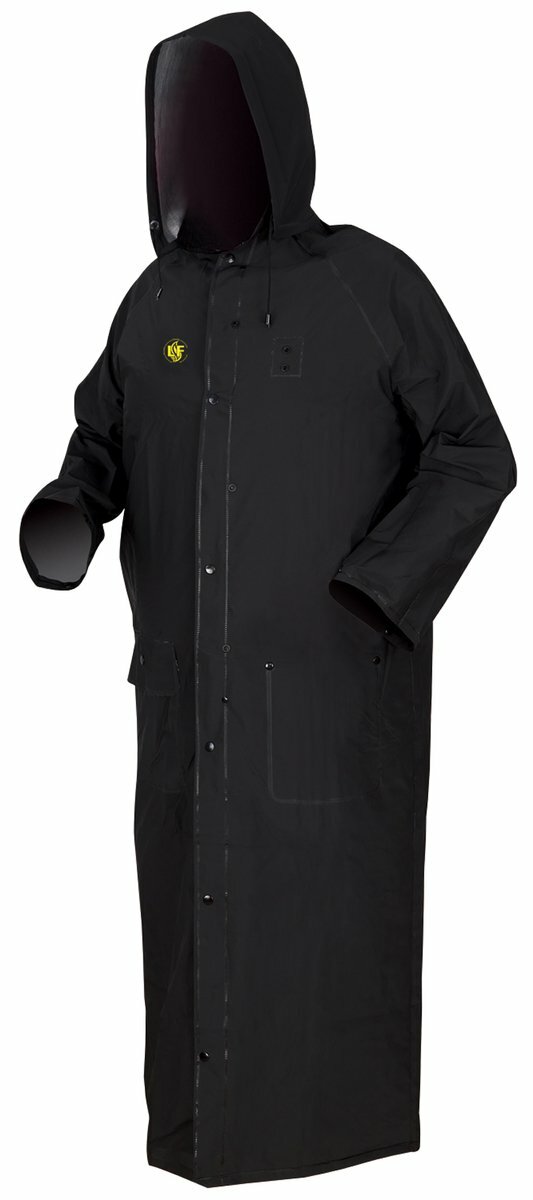 MCR Safety FR267C .35mm Limited Flammability PVC/Polyester 60" Rider Coat, Detac