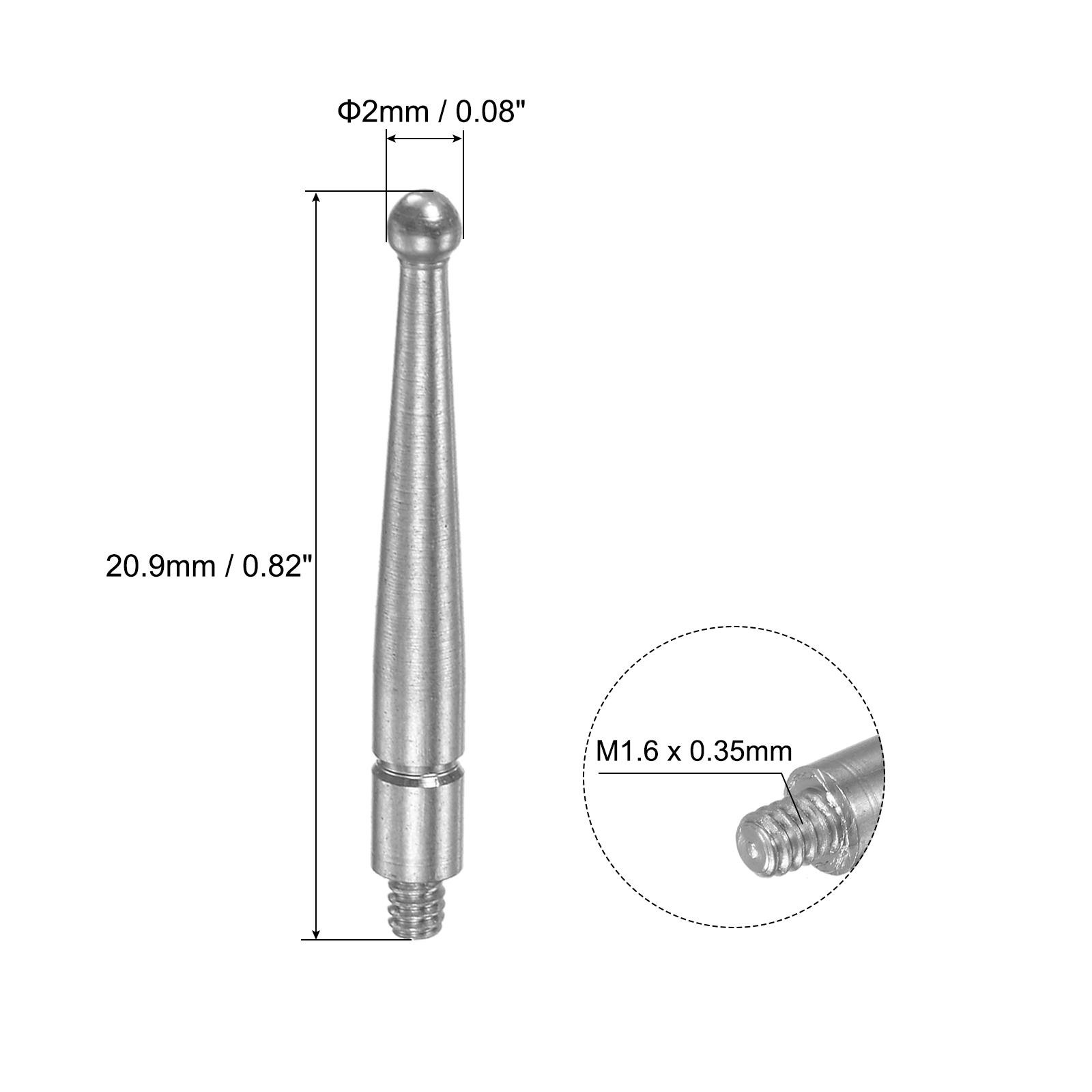 2Pcs Contact Point for Dial Test Indicator HSS Ball Tip M1.6x0.35 Thread
