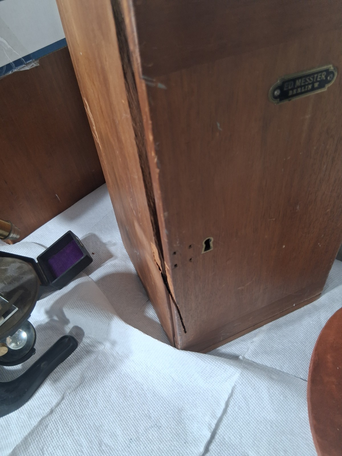 Antique E. Ed Messter Universal Brass Bacterial Microscope 1880s With Box