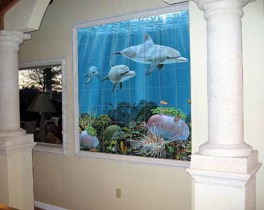 mickey minnie mouse pluto ocean beach sunset ceramic tile mural backsplash