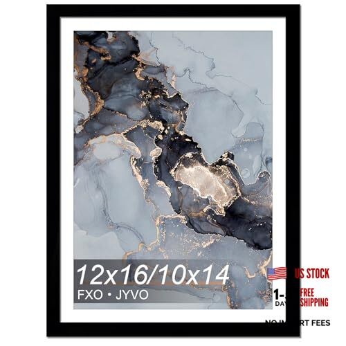 12x16 Frame Display Picture 10x14 with Mat or 12 x 16 12x16/10x14-1PACK Black