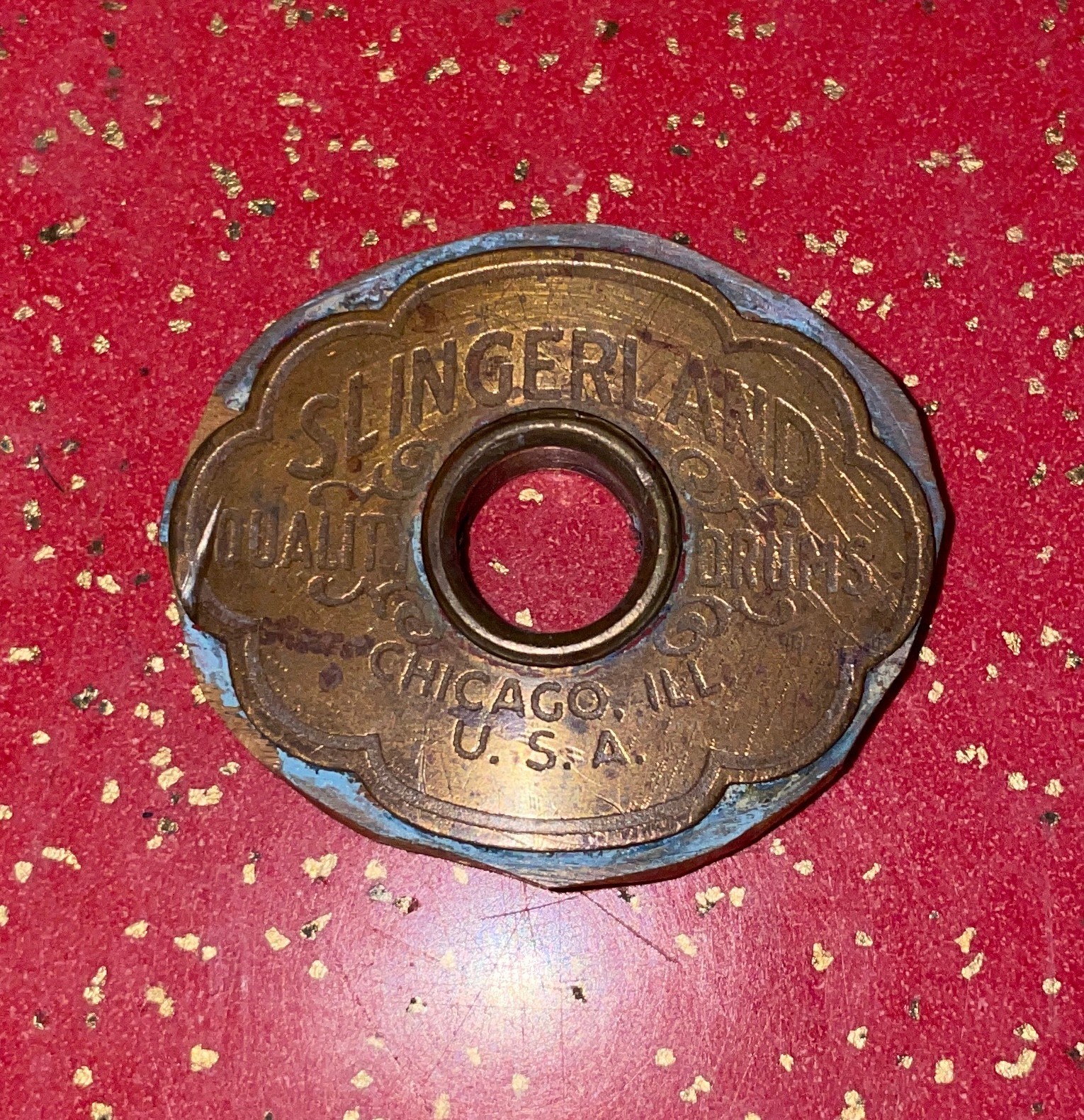 Vintage Slingerland 40's Brass Cloud Badge Radio King Snare/Bass Drum w/ Grommet