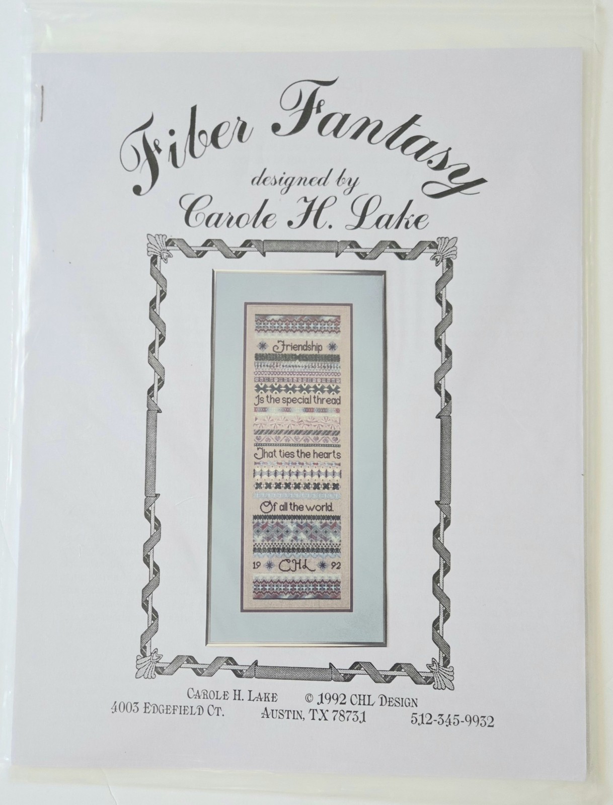 CAROLE LAKE FIBER FANTASY SAMPLER NEEDLEPOINT PATTERN BOOKLET, UNUSED