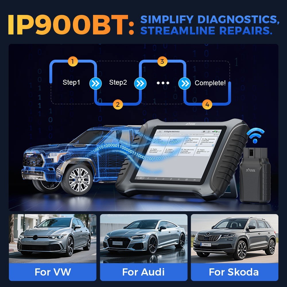 USED XTOOL IP900BT OBD2 Scanner AI-Assisted Wireless Diagnostic Tool Key Coding