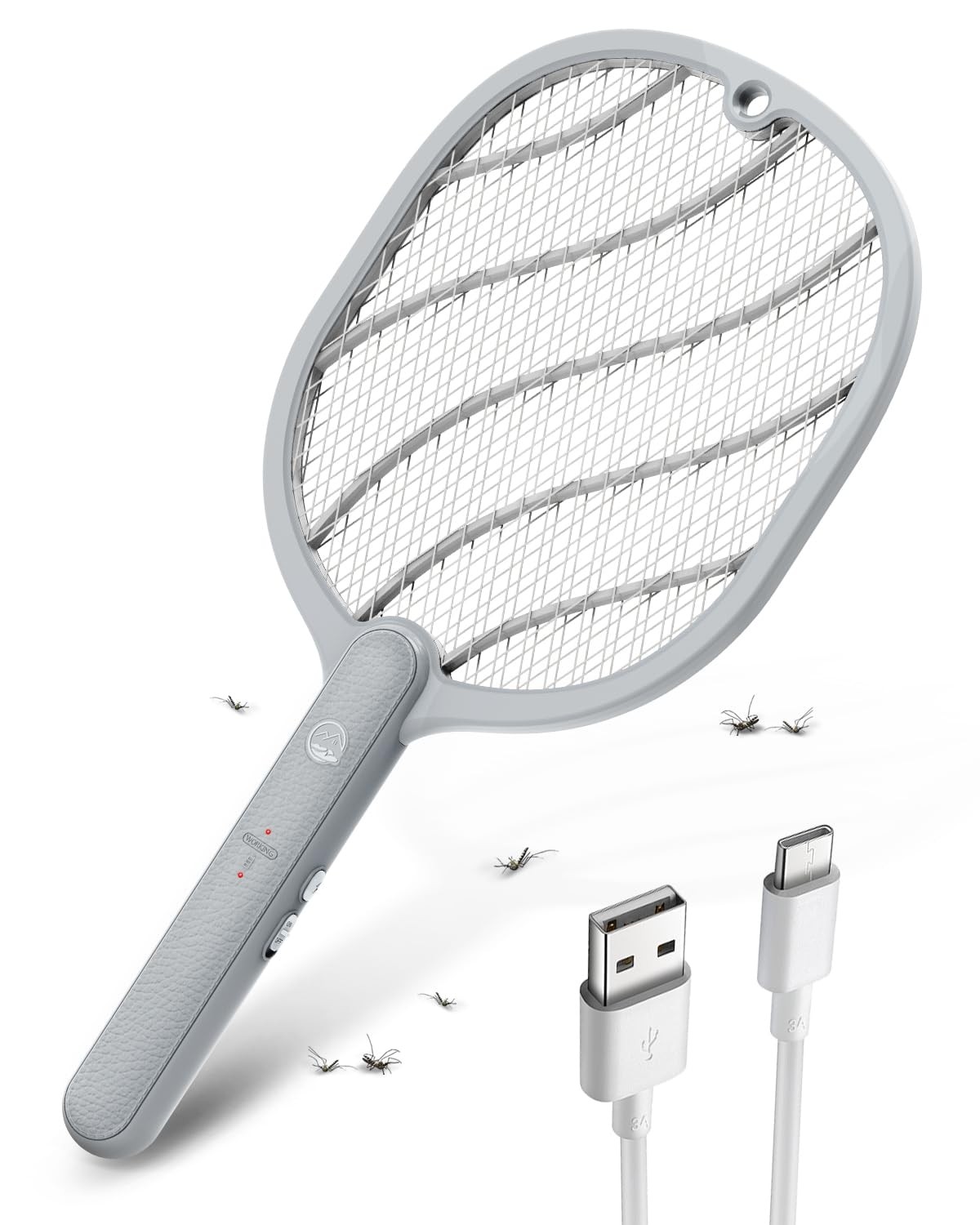Mosiller Electric Fly Swatter, 3800V Handheld Bug Zapper Basic 1 Pack, Gray
