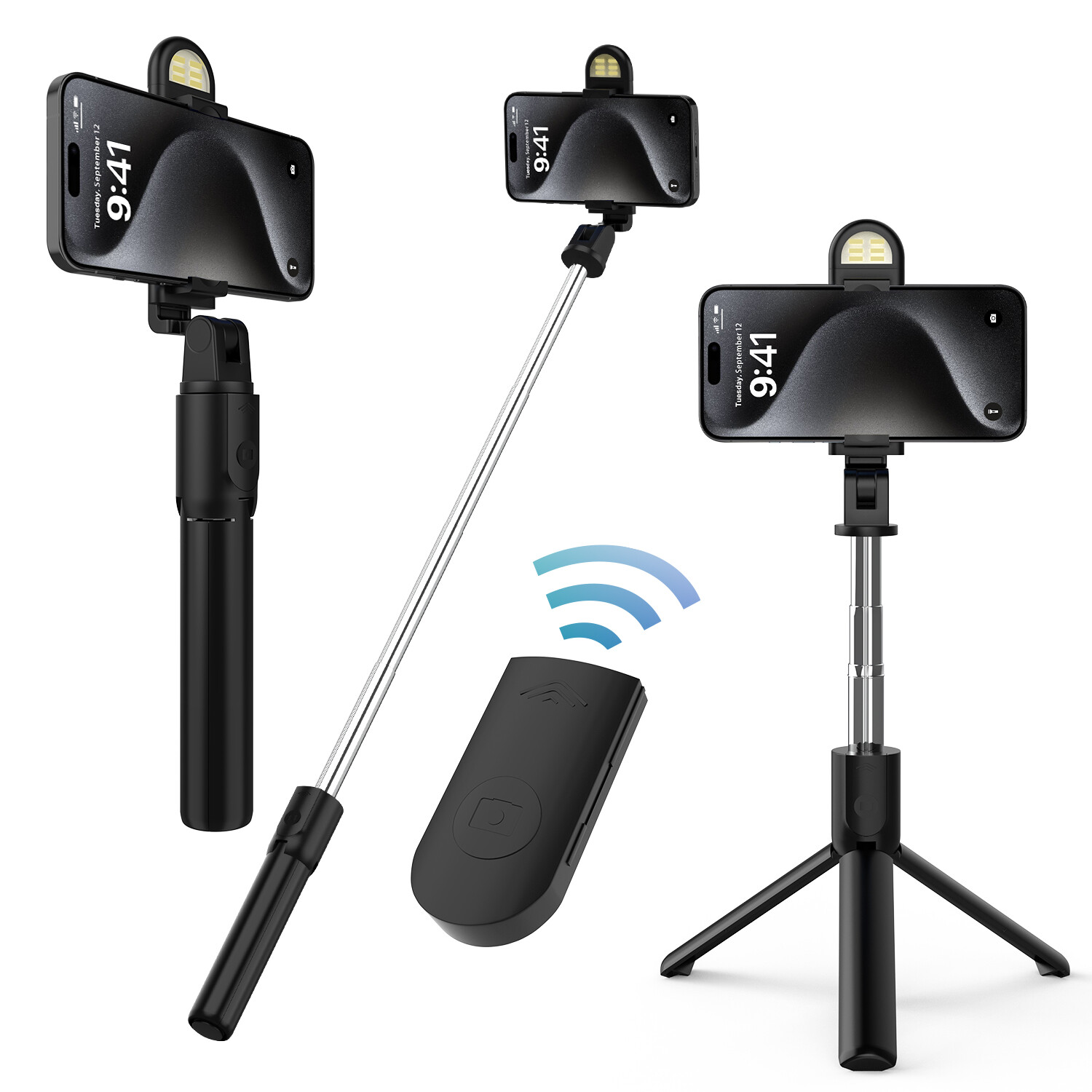 Selfie Stick Tripod Bluetooth Wireless Remote Stand For iPhone 15 Pro Max 14 13
