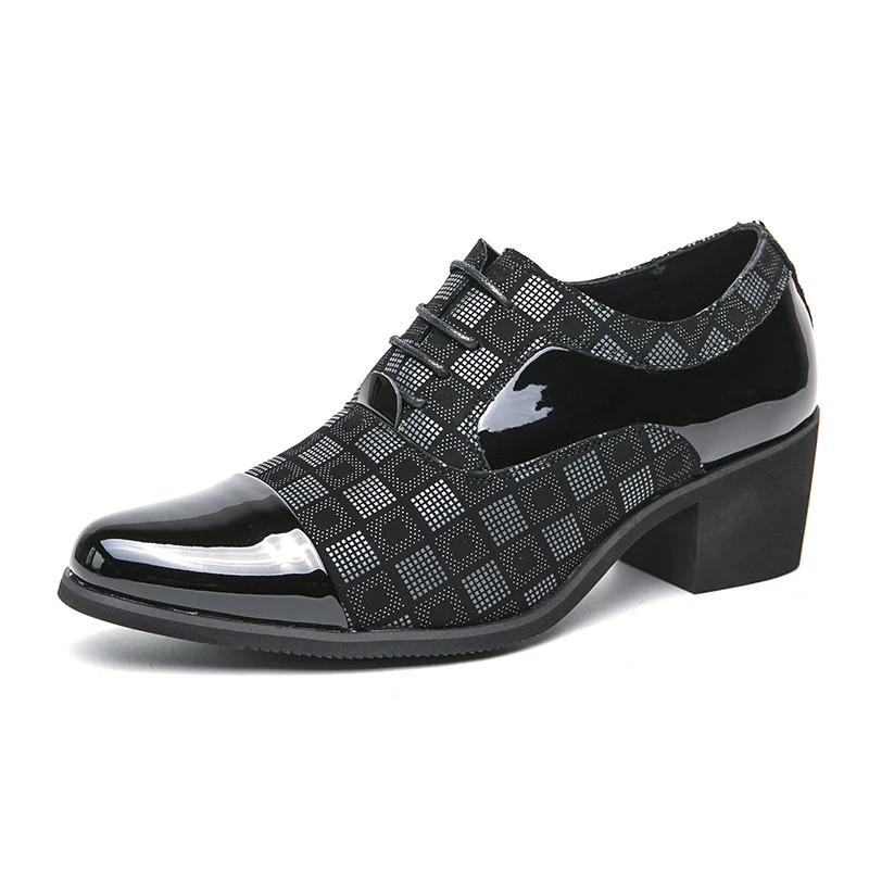 With 6 Cm Heel Extra Height Business Formal Pointed Leather Shoes for Men
