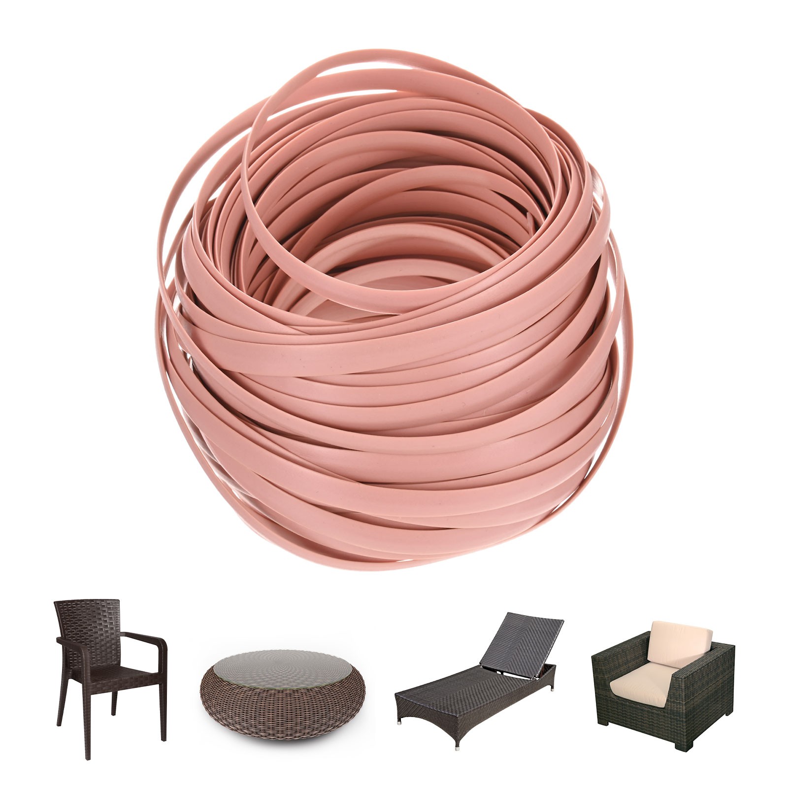 1-Pack Wicker Repair Kit, 8mm x 66ft/20m Plastic Flat Rattan [Pink]