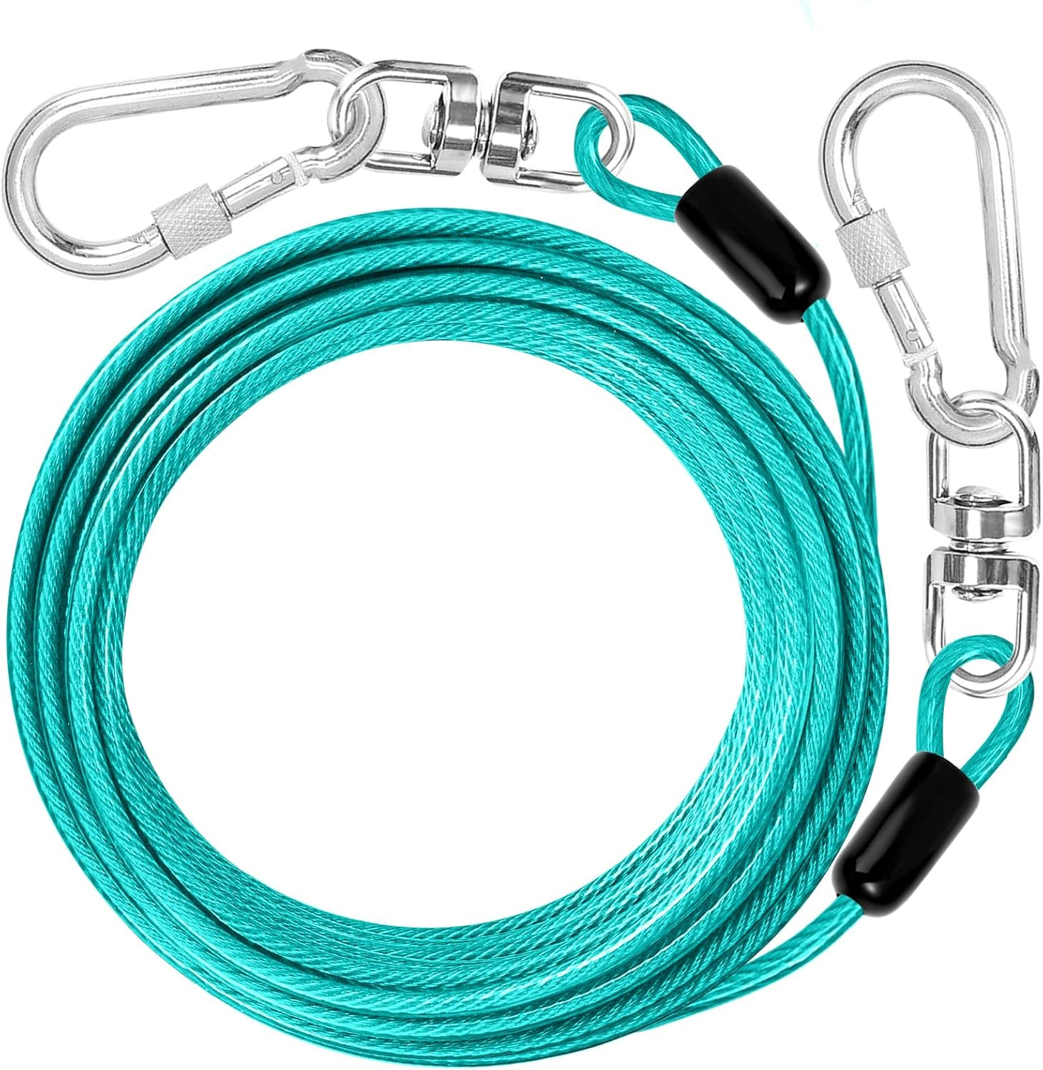 Dog Tie Out Cable 10-50 FT Heavy Duty Lead Chain Leash Small Large Dogs Outdoor