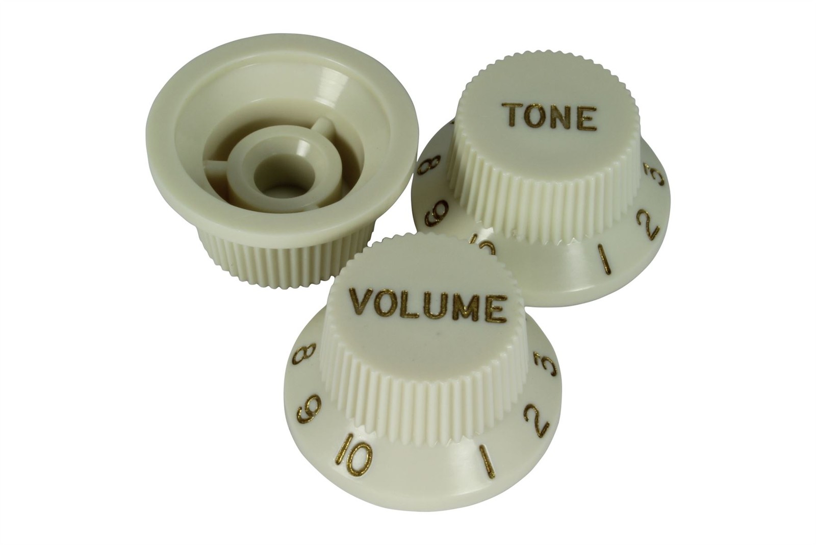 Strat Volume Tone knob set Parchment White 3 knobs for Fender guitars