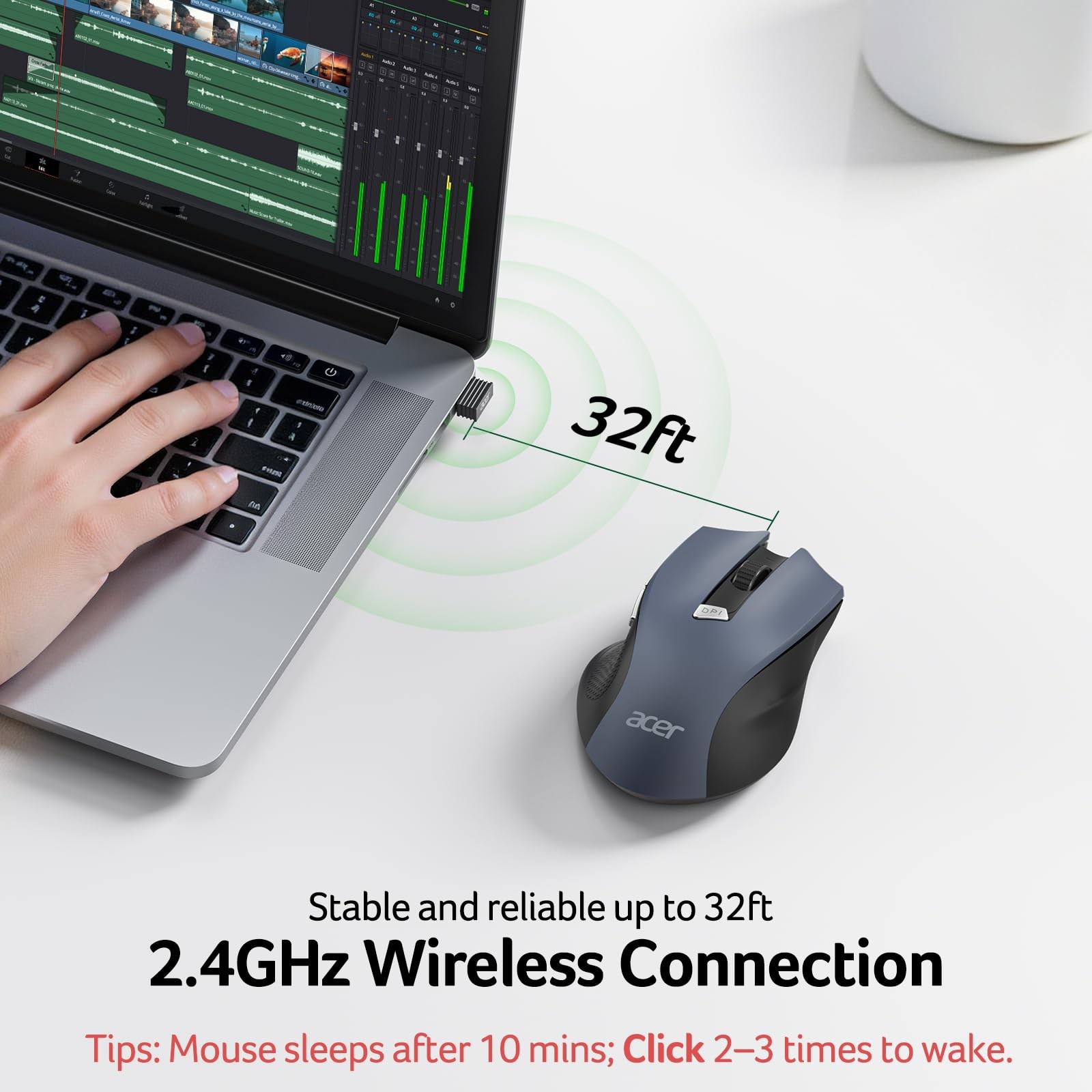 Wireless Mouse for Laptop, 2.4GHz Computer Mouse 3 Adjustable DPI Office Cord...