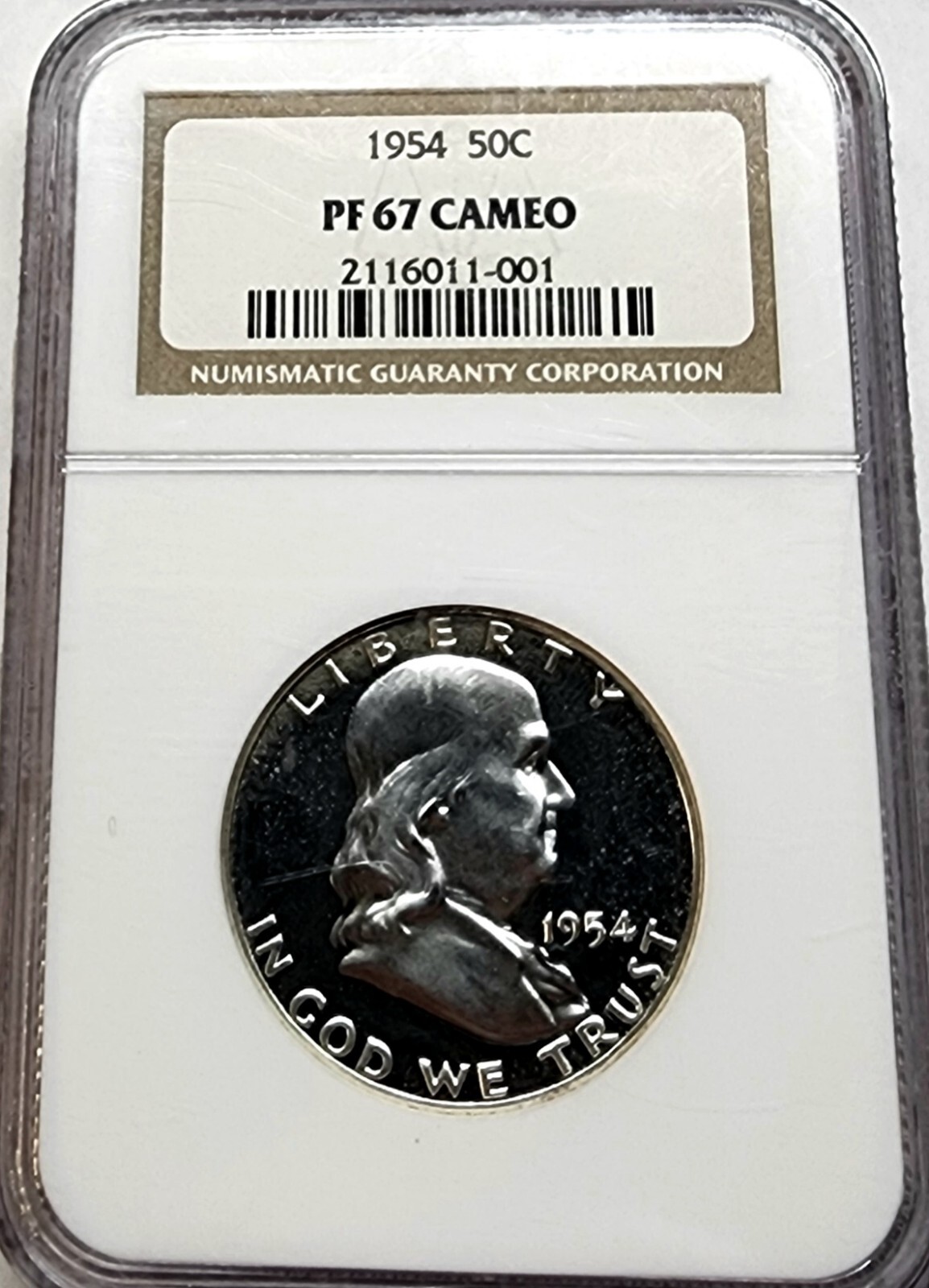 EXQUISITE 1954 Franklin Half Dollar Proof PF-67 Cameo NGC OH, High Grade Beauty