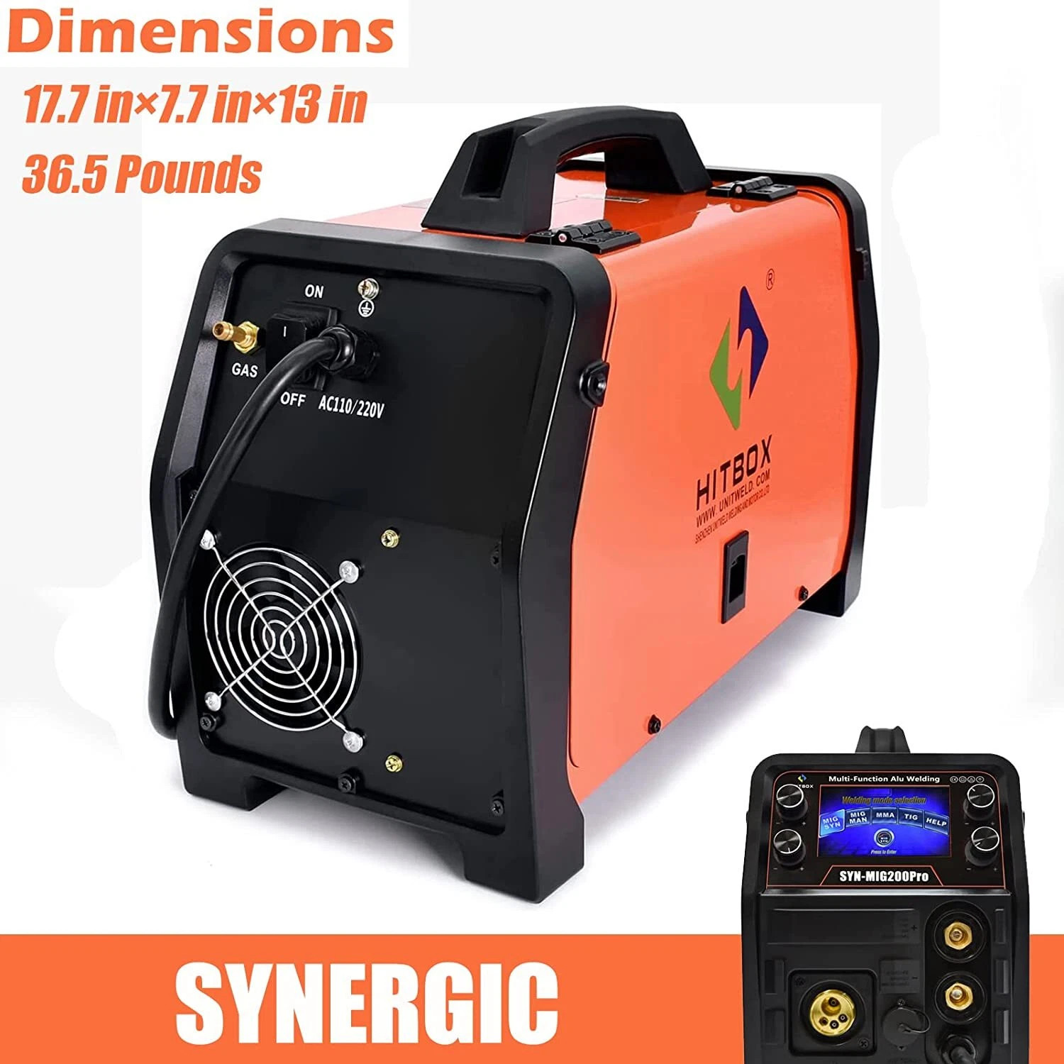 HITBOX 110V/220V 5in1 Gas/Gasless SYN MIG Welder Stick Lift TIG Welder Spool Gun