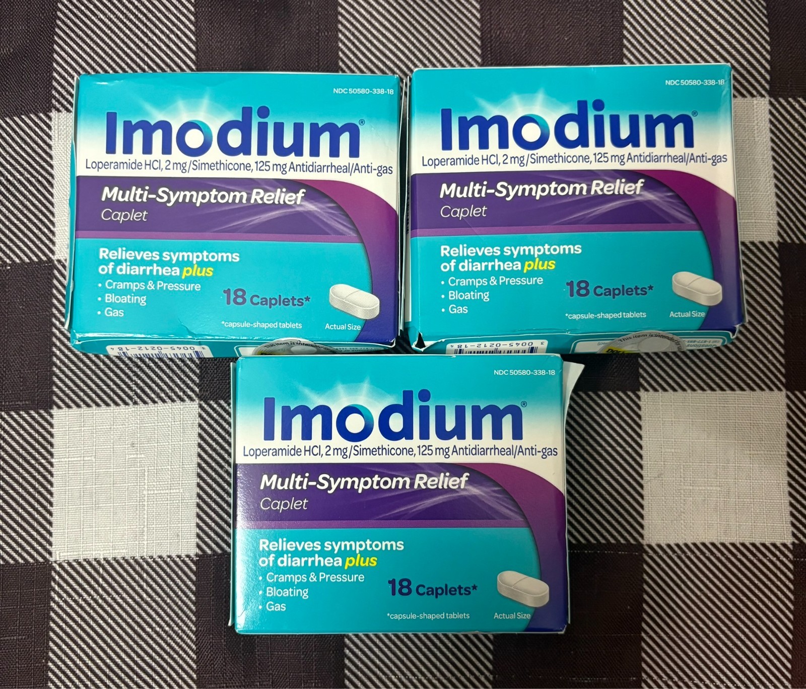 Imodium Multi-Symptom Relief 18 Caplets 125 mg, 3PKS EX2026UP